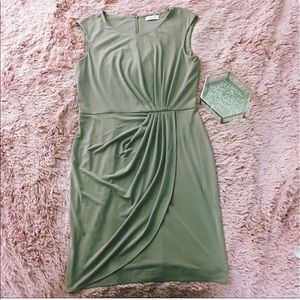 Final Price - Calvin Klein Taupe Career Faux Wrap Dress Office